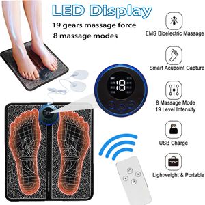 Voet Massager Elektrische EMS Voet Massager Kussen Relief Pijn Relax Feet Acupoints Massagemat Schokspierstimulatie Verbetering van de bloedcirculatie 230211