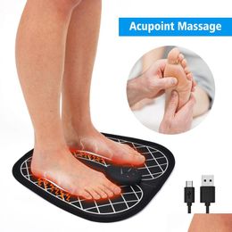 Masajeador de pies eléctrico Ems Mas Pad Acupuntura Stimator Pse Muscle Masr Pies Cojín Usb Herramienta de cuidado Hine Drop Delivery Salud Belleza Dhejf