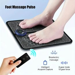 Masseur de pieds électrique EMS Pad stimulateur musculaire coussin tapis pliable avec télécommande pour homme femme 231017