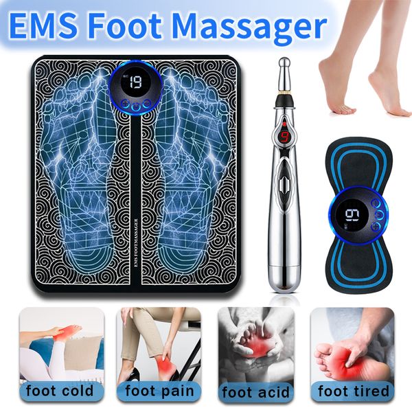 Masseur de pieds EMS coussin de masseur de pieds électrique tapis de Massage Portable soulagement de la douleur détendre les points d'acupuncture des pieds améliorer la Circulation sanguine masseur de pieds 230826