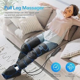 Voetmassageapparaat FODRK Luchtcompressie Beenpneumatisch en kuitverwarmde wraps Handheld Controller Spierontspanning Pijnverlichting 231202