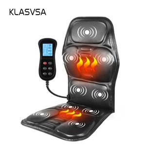 Masajeador de pies KLASVSA Masajeador de espalda eléctrico Silla de masaje Cojín Calefacción Vibrador Coche Hogar Oficina Lumbar Cuello Colchón Alivio del dolor 230826