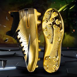 Foot shaking childrens football shoes mens high top gold spike shoes