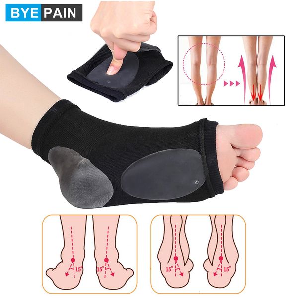 Tratamiento de pies 2 piezas Manga de soporte de arco Acolchado Suave almohadilla de gel elástico Calcetines de arco de tela para alivio del dolor de pie plano Fascitis plantar Espolones de talón 230603