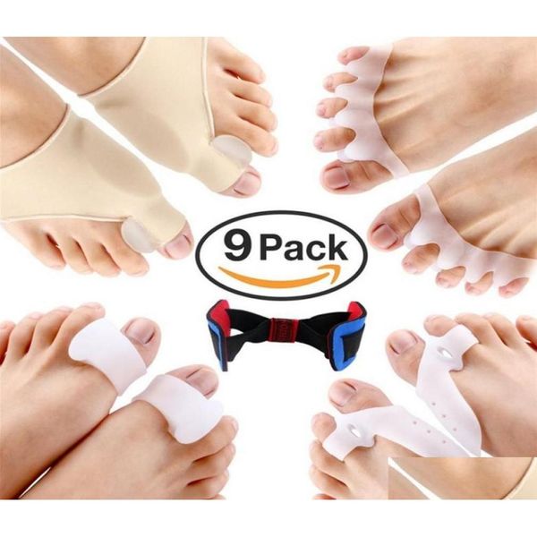 Kit de manchons de protection de correcteur d'oignon de traitement des pieds pour guérir la douleur dans les gros tailleurs articulaires Hallux Valgus séparateurs de marteau Drop Delive Dhn5J