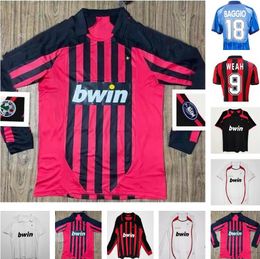 Fútbol 2006 2007 AC S Kaka Inzaghi Retro Soccer Gattuso Jerseys 06 07 08 Pato Cafu Maldini Nesta 2008 Pirlo Seedorf Ronaldo Vintage Classic Camiseta
