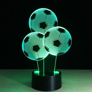 Fútbol 3D novedad luz 7 colores cambiantes Copa del mundo visión estéreo lámpara 3D ilusión lámpara LED colorido ambiente lámpara