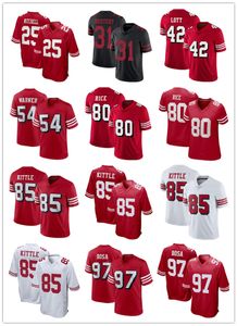 Fútbol 13 Purdy 85 Kittle 23 McCaffrey 29 Hufanga 97 Bosa 19 Deebo Samuel 5 Lance 54 Warner 25 Mitchell 16 Joe 80 Rice 42 Lott 8 Young 11 Aiyuk Jersey Rojo Blanco Negro 49