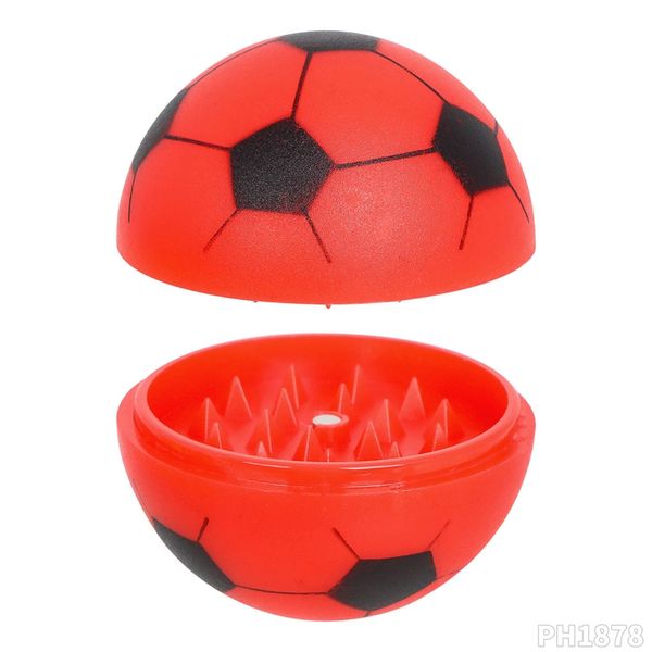 Football Ball Shape Plastic Round Golf Grinder fumant Herbe 56 mm Grinders 2 parties Couches de tabac Cigarette Herbal Spice Crusher Miller Moulles Mills Boxs Dhl