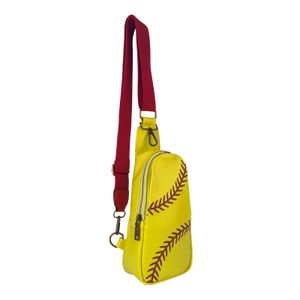 Voetbaldag Packs Baseball Sling Bag PU-tassen met borduurgitaar Gitaar Schouderriem Buiten Dames Purse On-The-Go Hands Free Sports Travel Bag Domil2010