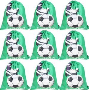 Diseño de fútbol Suministros para fiestas Favores Bolsas Niño Niños Niñas Cumpleaños Dibujos animados Cordón Regalo Presente Envoltura Bolsa Bolsa de fútbol Mochila 31X37cm