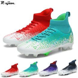 Robe de football 637 Chaussures pour hommes grandes taille à 49 verges à la cheville haute respirante tampons extérieurs bottes de foot