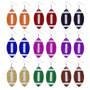 Boucles d'oreilles de football pour femmes – Boucles d'oreilles en simili cuir pailleté pour maman – Couche unique pour filles