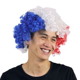 Voetbalfanpruik met nationale vlagkleur cheerleading party pruik fan explosie hoofdband pruik