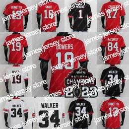 Fútbol Fútbol 2023 Campeonato Parche Stetson Bennett IV Jersey Brock Bowers Ladd McConkey Malaki Starks Kelee Ringo Kendall Milton Jalen