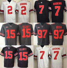 Voetbalvoetbaljerseys NCAA Ohio State Buckeyes College Jerseys White #7 White #2 Mix Order Factory Outlet