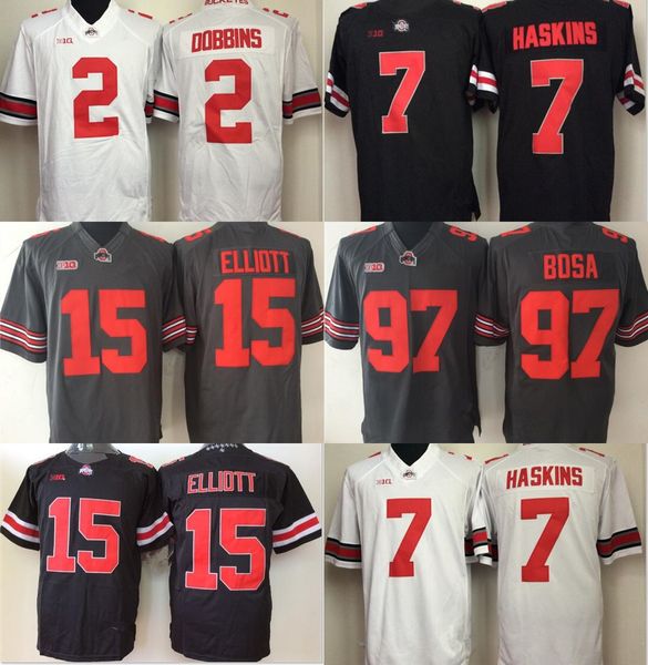 Football Maillots de football NCAA Ohio State Buckeyes College Jerseys Blanc # 7 Blanc # 2 Mix Order Factory Outlet