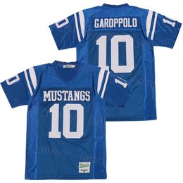 Football Lycée Meadows Mustangs Jersey 10 Jimmy Garroppolo Pur Coton Moive HipHop College Pull Respirant Broderie Équipe Bleu Pour Les Fans De Sport Vente