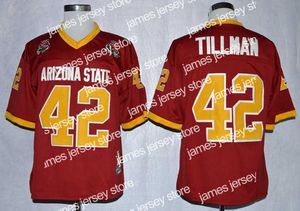 Maillot de football 1997 Rose Bowl Arizona State Sun Devis Pat Tillman 42 Maillots de football universitaire Maroon Ed Chemises Hommes S-xxxl