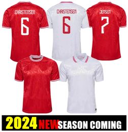 Maillot de football 2024 Nouveau 2025 Équipe nationale 24 25 Chemise de football Hommes Kit complet Ensemble Accueil Rouge Extérieur Blanc Hommes Uniforme CHRISTENSEN JENSEN ERIKSEN DOLBERG