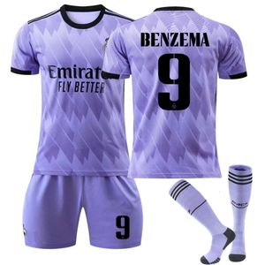 Voetbalshirt 22-23 Seizoen Real Madrid Home and Away Number 9 Benzema 10 Modric Football Jersey Adult Children's Set