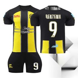 Voetbalshirt 2324 Saoedi Jeddah United Size 9 Benzema volwassen en sportkleding voor kinderen