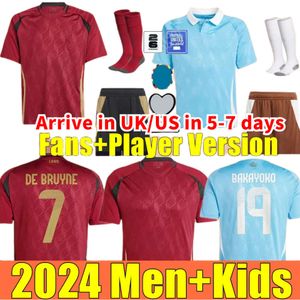 Jersey de football Belgique Soccer de Bruyne Lukaku Doku 2024 Euro Cup Team Shirt 2025 Men Kid Kit Kit Home Away Train Carrasco Tielemans Bakayoko