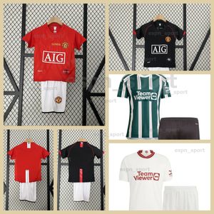Retro Soccer Jerseys Kids Kits 2023 2024 Rooney Giggs Nani 2002 1998 2008 Ronaldo Home Away Scholes Tevez Berbatov Vidic Vintage Football Shirt 2024 T-shirt