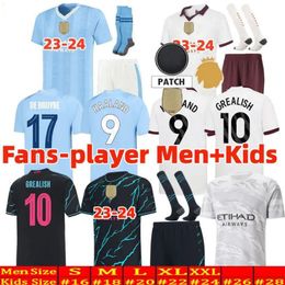 Jersey de football Haaland 23 24 de Bruyne Foden Phillips Mans Cities Grealish Ferran Mahrez Bernardo Joao Annulo Z Rodrigo Kit Kit Kid Kit Kit Kit Kit