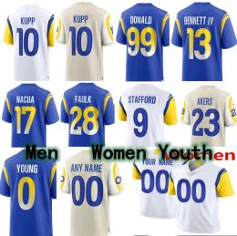 Voetbalshirt Los Angelesramscustom Men Women Jeugd Kurt Warner Eric Dickerson Aaron Donald Matthew Stafford Cooper Kupp Cam Akers Kyren Williams