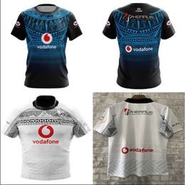 Voetbalshirt mannen sport 2022 rugby thuis weg trui fiji blauw en wit