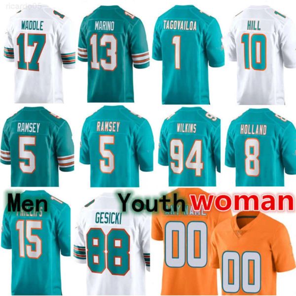 Jersey de football Miamidolphinscustom hommes femmes jeunes Jevon Holland River Cracraft Jaelan Phillips Jason Sanders Durham Smythe Braxton Ber