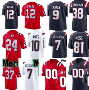 Voetbalshirt New''englands''patriots''custom Heren Dames Jeugd Tom Brady Rob Gronkowski Jones Ezekiel Elliott Rhamondre Stevenson Kendrick