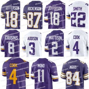 Jersey de football Randy Moss Cris Carter Aaron Jones Andrew Van Ginkel J.J.McCarthy Justin Jefferson Addison T.J.Hockenson Harrison Smith Cam Akers Ty Chandler