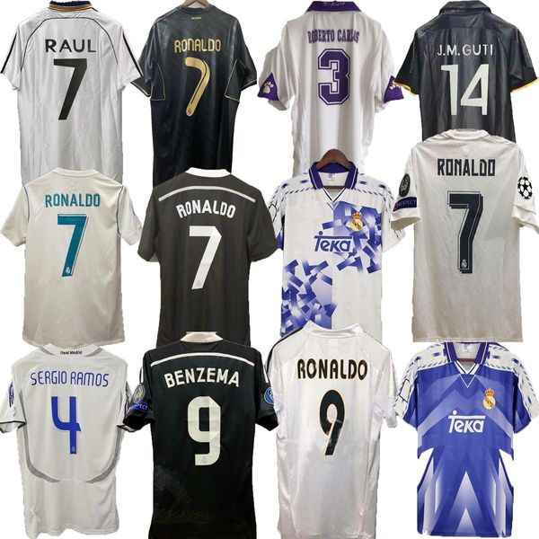 Jersey de fútbol Real Madrids Retro Soccer Jerseys 2000 2001 Vintage Camiseta Classic Camiseta Home White R.Carlos Hierro Redondo Morientes Top Calidad S-2XL