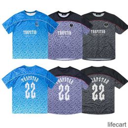 Maillot de football Trapstar Designer Hommes Chemise Mesh Manches Courtes Bleu No.22 Sportswear T-shirt Loisirs Tendance Street Fashion Arn2