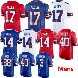 Jerseys 17 Allen 14 Diggs 88 Knox 3 Hamlin 40 Miller 11 Beasley Blanco Azul Rojo Talla S M L XL XXL XXXL Fútbol cosido