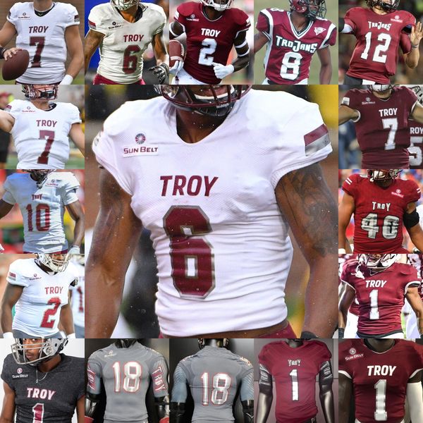 Maillots de football 2020 Troy Trojans Football NCAA College 5 Will Choloh 18 Reddy Steward 26 B.J. Smith 12 Jacob Free 9 Richard Jibunor 1 Terence Dunlap