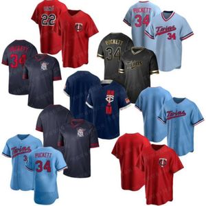 Voetbalshirts 2021 Jersey Twins 34 Kirby Puckett 22 Miguel Sano