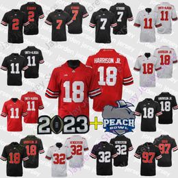 Maillots de football 2023 Playoff Peach Bowl Ohio State Buckeyes Maillot de football Ncaa College Osu Cj Stroud Henderson Jaxon Smithnjigba