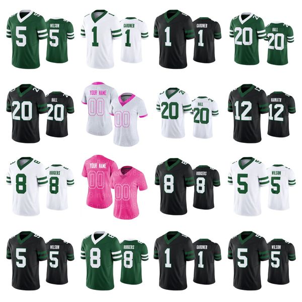 Jerseys de fútbol #8 Aaron Rodgers #5 Garrett Wilson #20 Breece Hall #1 AHMAD Sauce Gardner Quinnen Williams Joe Namath Zach Wilson Quincy Williams Jermaine Johnson II