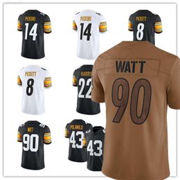 Camisetas de fútbol 8 Kenny Pickett 90 T.J. Watt 43 Troy Polamalu 39 Minkah Fitzpatrick 14 George Pickens 22 Najee Harris 24 Joey Porter Jr. 2023 nuevo