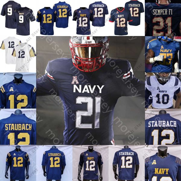 Maillots de football personnalisés 2021 Fly Navy Midshipmen Football Jersey NCAA College Jacob Springer Roger Staubach Keenan Reynolds Perry Nelson Smith CJ Williams