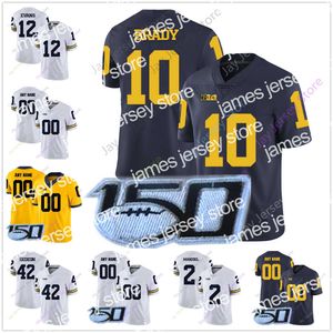 Maillots de football personnalisés NCAA Michigan Wolverines College Football Jersey Shea Patterson Dylan McCaffrey Zach Charbonnet Tom Brady Tarik Noir Nico Collins