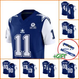 Voetbalshirts Dallas''Cowboys''heren 4 Dak Prescott 90 Demarcus Lawrence 11 Micah Parsons 88 Ceedee Lamb Dames Jeugd Custom Navy 2023 F.U.S.E.Met beperkte trui uit 1960