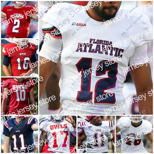 Maillots de Football Maillots de Football Personnalisés Florida Atlantic Owls Maillot de Football FAU NCAA College Akileis Leroy James Charles Ray Ellis Tim Bonner Kerrith