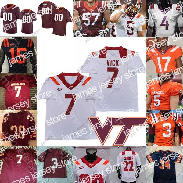 Maillots de football Maillots de football personnalisés Virginia Tech Hokies Maillot de football NCAA College Ryan Willis McClease Conner Damon Hazelton Ashby Belmar Jarrod