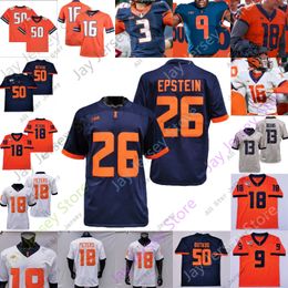 Maillots de football Illinois Fighting Illini Maillot de football NCAA College DeVito Chase Brown Jartavius Martin Devon Witherspoon Pat Bryant Keith Randolph Jr.