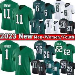 Maillots de football Jason Kelce Hurts Football Jersey Eagleslies Brown Kelly Green Brian Dawkins Nolan Haason Reddick Darius Hommes Femmes Enfants Cousu JerseyH240309