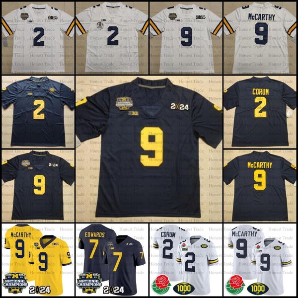 Camisetas de fútbol Maize College Jersey 10 Tom Brady 7 Donovan Edwards 9 J.J. McCarthy 2 Blake Corum Hombres Jersey Nuevo